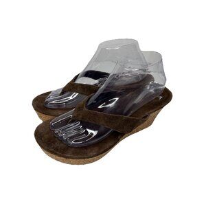 UGG Suede Y2K 90s Casual Thong Wedge Sandals Women Size 9.5 Comfort Brown